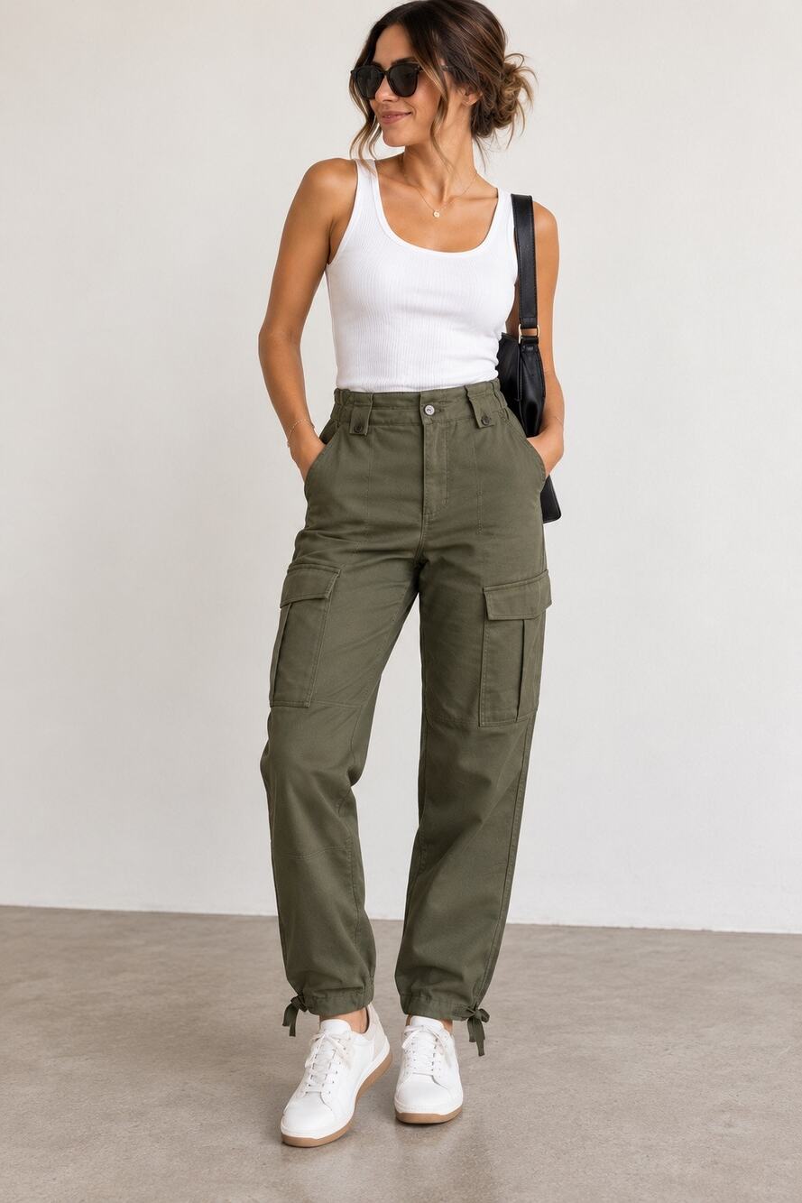 Banana Republic Voyage High Rise Cargo Pants Women’s 6 Olive Green Utility